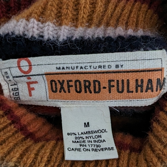 Oxford Fulham Retro Lambswool Stripe Turtleneck Sweater - Picture 6 of 8